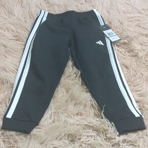 Adidas Kids Black Sweatpants with White Stripes